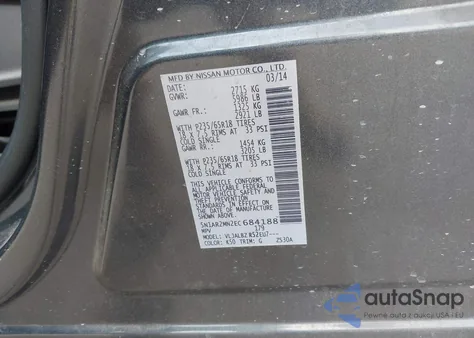 2014 Nissan Pathfinder S z USA, uszkodzony, nr VIN 5N1AR2MN2EC684188